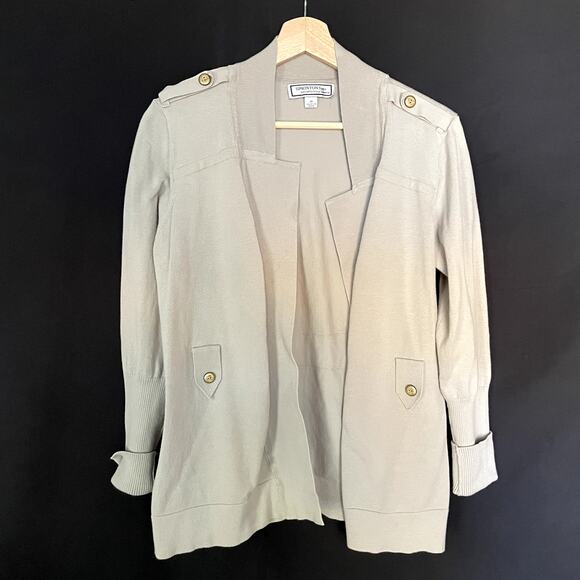Simonton Says women's size M cotton jacket knit blazer style beige tan - Picture 1 of 7